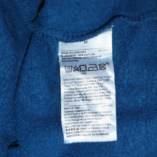 GAP Men’s Blue Pullover Hoodie M Regular Fit Logo Fleece Sweatshirt