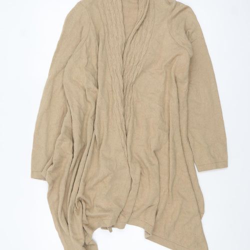 Marks and Spencer Women Beige Long Sleeve Cable-Knit Cardigan Size 14