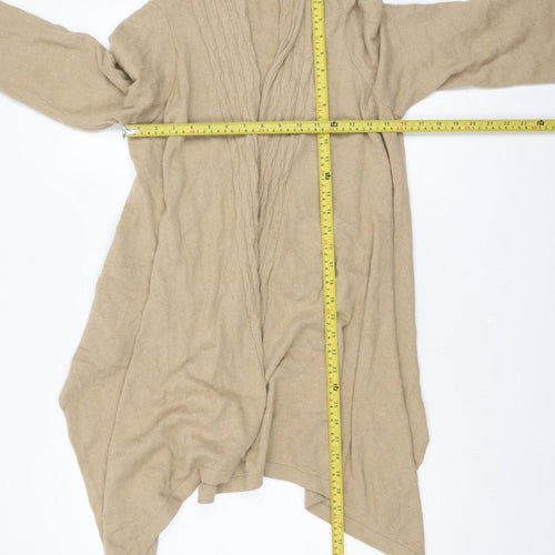 Marks and Spencer Women Beige Long Sleeve Cable-Knit Cardigan Size 14