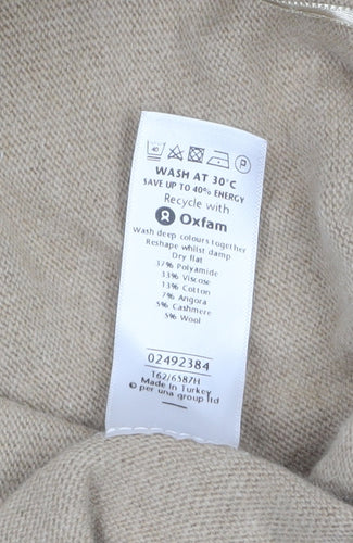 Marks and Spencer Women Beige Long Sleeve Cable-Knit Cardigan Size 14
