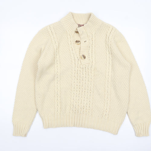 Tokyo Laundry Men's Ivory Cable-Knit Henley Jumper M