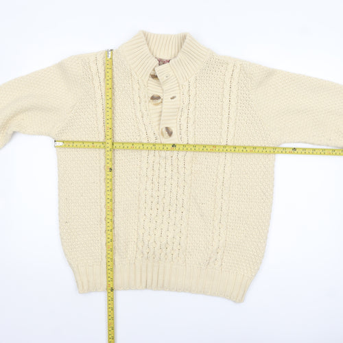 Tokyo Laundry Men's Ivory Cable-Knit Henley Jumper M