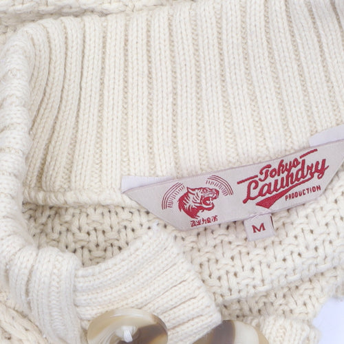 Tokyo Laundry Men's Ivory Cable-Knit Henley Jumper M