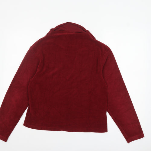 Marks and Spencer Per Una Women Red Velvet Roll Neck Long Sleeve Top Size 14