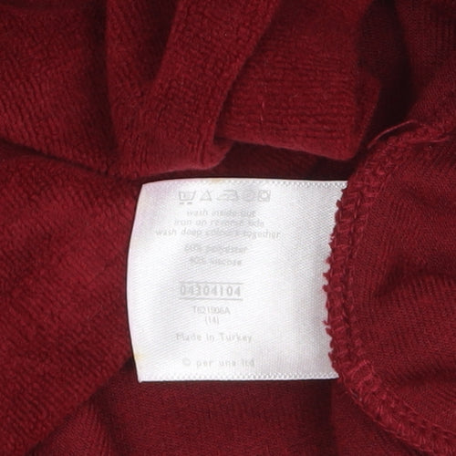 Marks and Spencer Per Una Women Red Velvet Roll Neck Long Sleeve Top Size 14