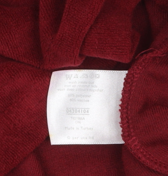 Marks and Spencer Per Una Women Red Velvet Roll Neck Long Sleeve Top Size 14