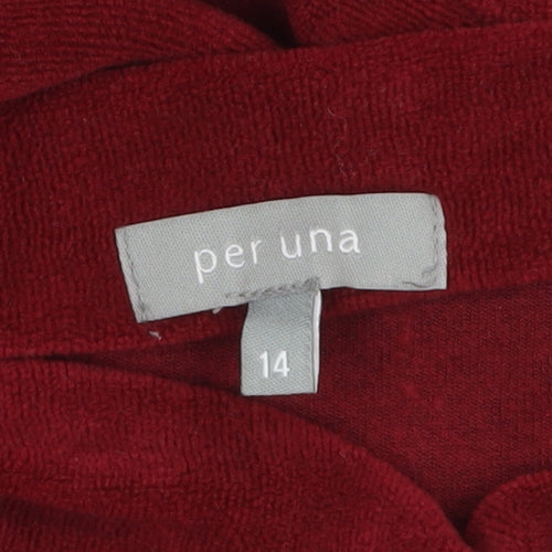 Marks and Spencer Per Una Women Red Velvet Roll Neck Long Sleeve Top Size 14