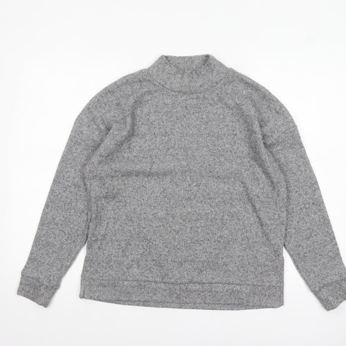 Marks and Spencer Women's Grey Mock Neck Long Sleeve Pullover Jumper Size 10