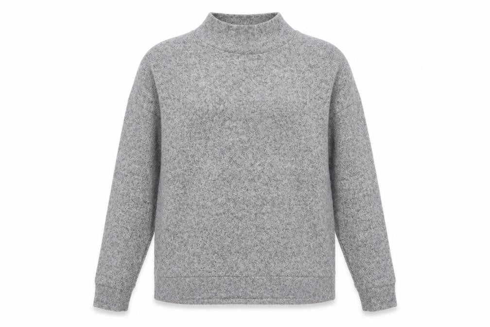 Front view of Marks & Spencer Women's Grey Mock Neck Long Sleeve jumper, size 10