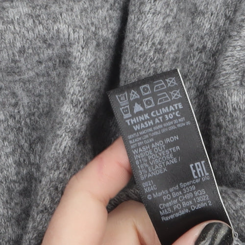 Marks and Spencer Women's Grey Mock Neck Long Sleeve Pullover Jumper Size 10