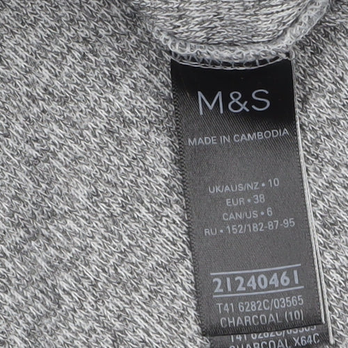 Marks and Spencer Women's Grey Mock Neck Long Sleeve Pullover Jumper Size 10