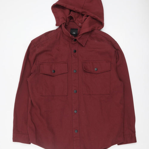 River Island Men’s Red Hooded Cotton Jacket Size L Casual