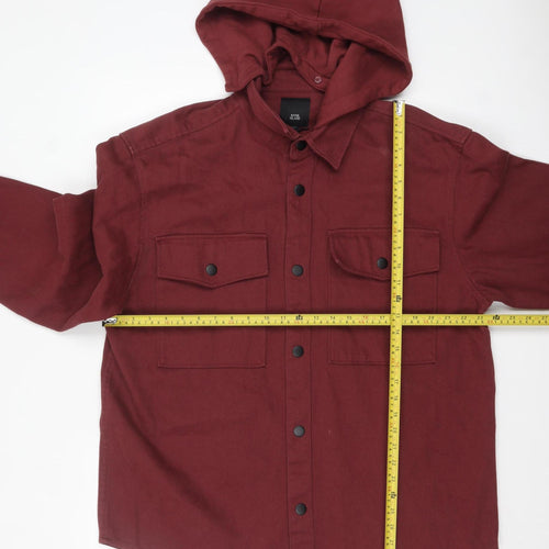 River Island Men’s Red Hooded Cotton Jacket Size L Casual