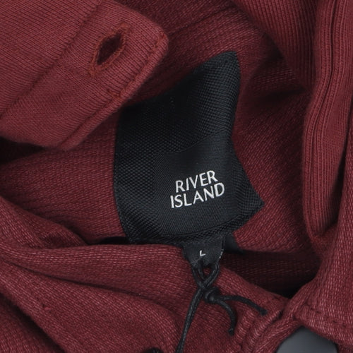 River Island Men’s Red Hooded Cotton Jacket Size L Casual