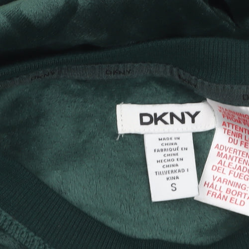 DKNY Women Green Velour Long Sleeve Lounge Top Size S