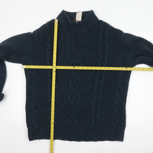 Timberland Men’s Blue Cable-Knit Wool 1/2 Zip Jumper XL