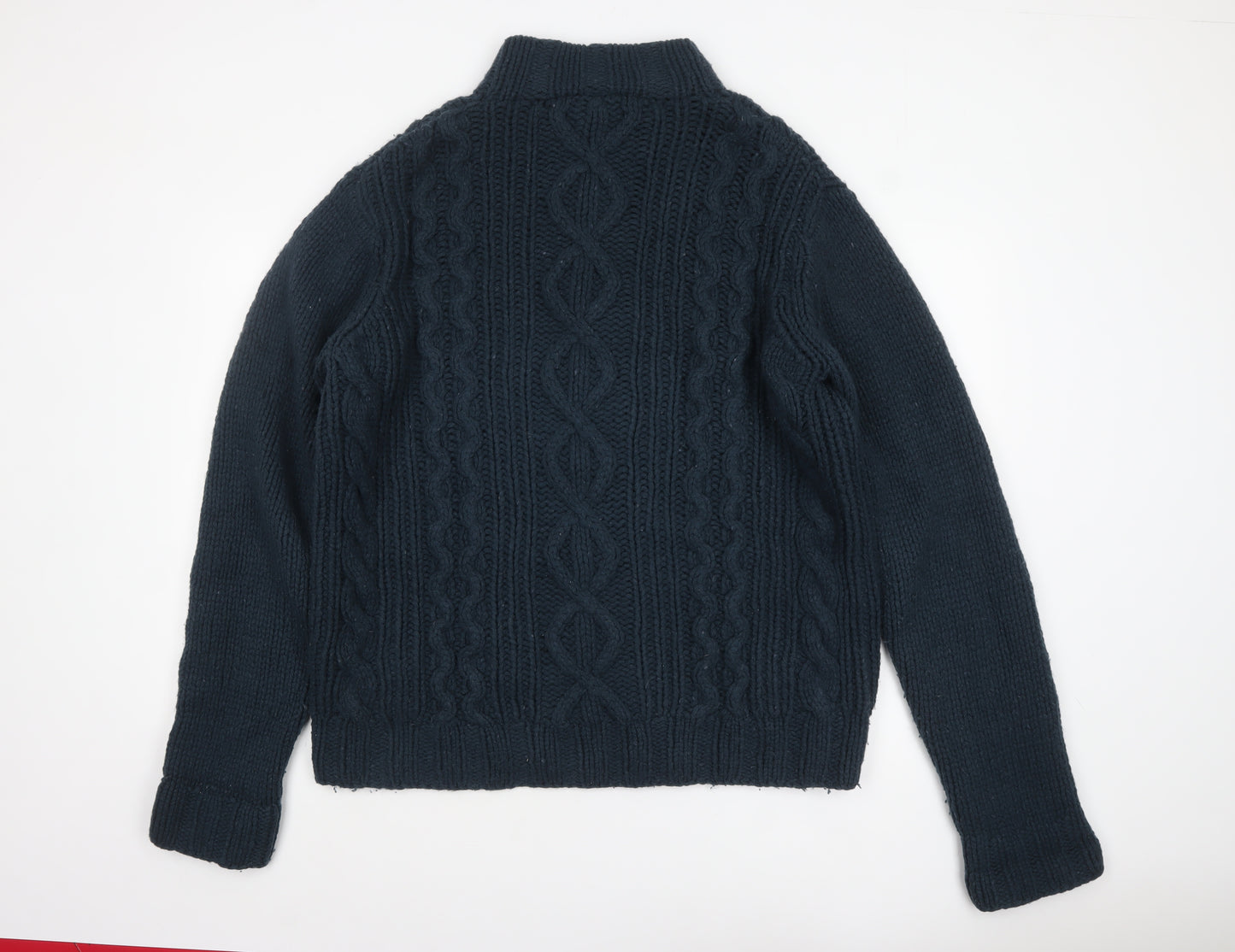 Timberland Men’s Blue Cable-Knit Wool 1/2 Zip Jumper XL