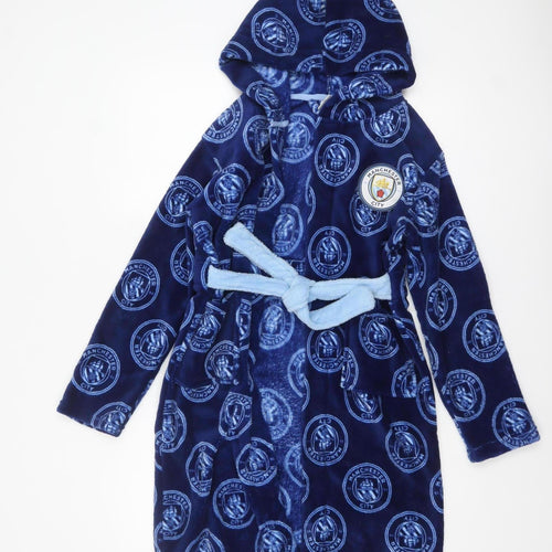 Manchester City Boys Blue Fleece Hooded Robe 10-11 Years