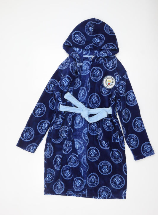 Manchester City Boys Blue Fleece Hooded Robe 10-11 Years