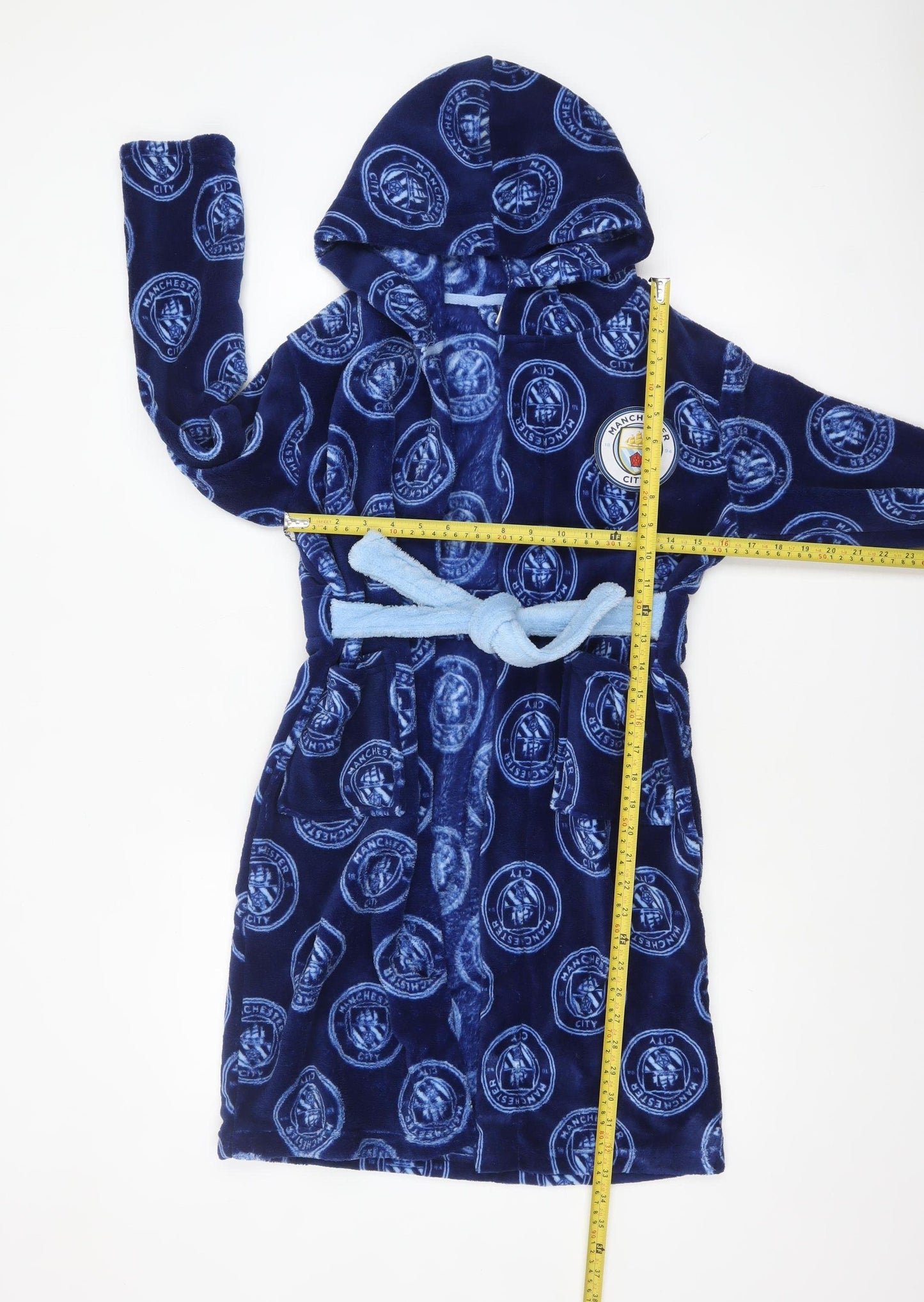 Manchester City Boys Blue Fleece Hooded Robe 10-11 Years