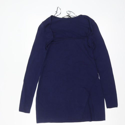 Zara Women Blue Bodycon Long Sleeve Knit Dress Size 8