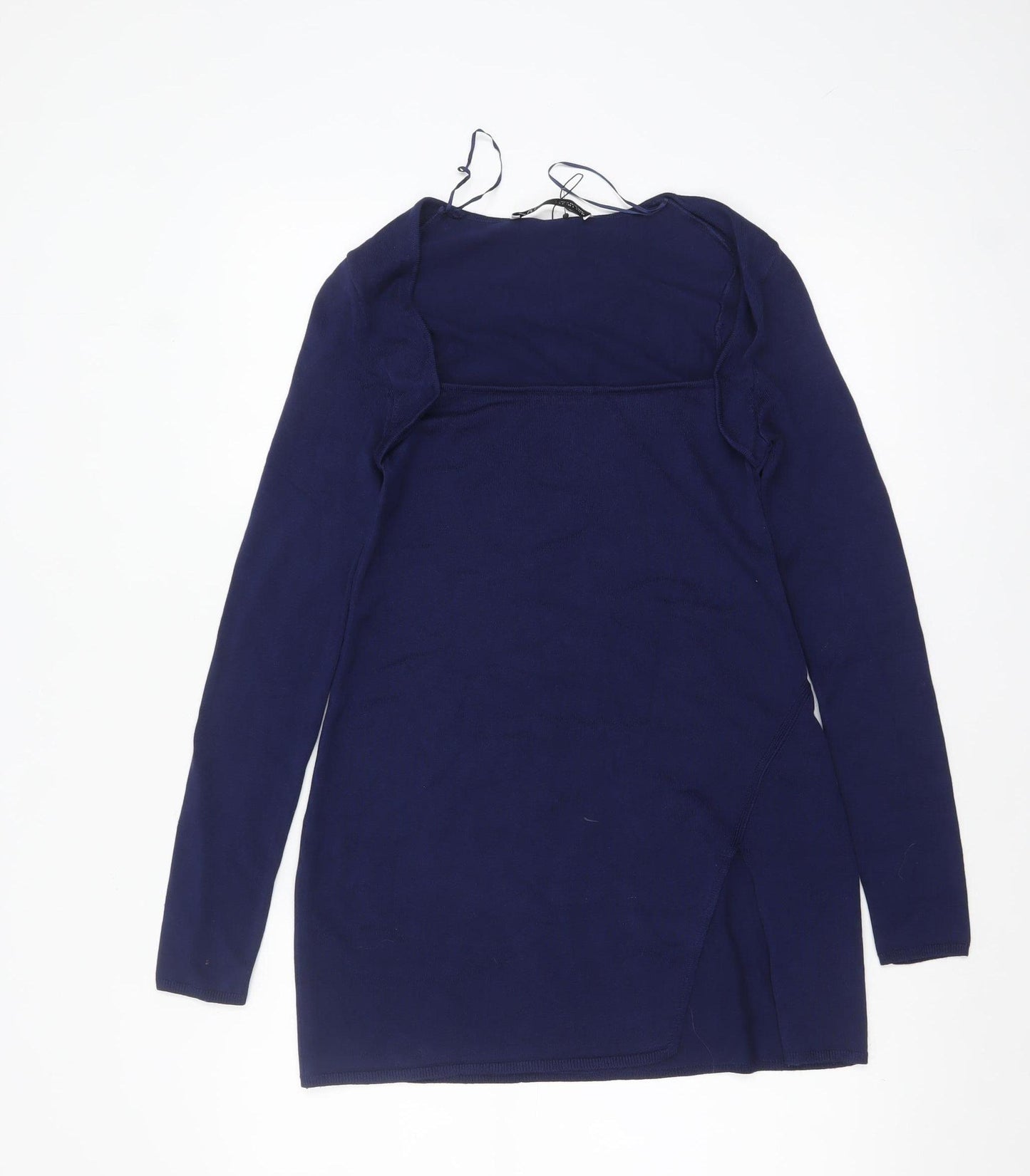Zara Women Blue Bodycon Long Sleeve Knit Dress Size 8