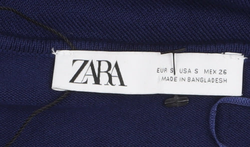 Zara Women Blue Bodycon Long Sleeve Knit Dress Size 8