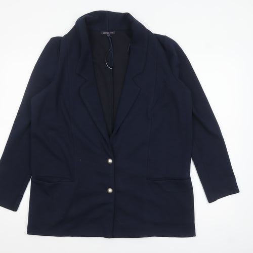 Marks and Spencer Women Blue Size 14 Single-Breasted Blazer Jacket