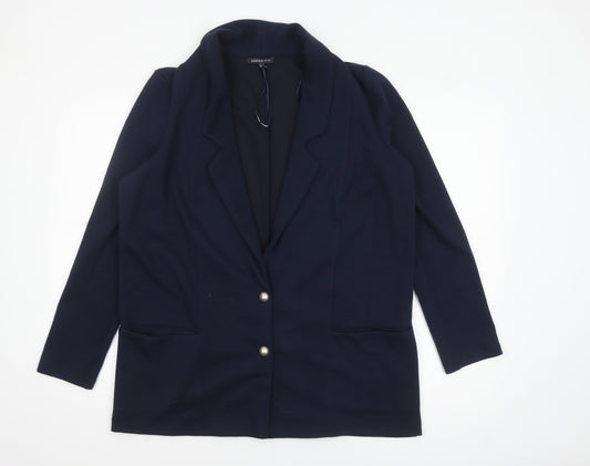 Marks and Spencer Women Blue Size 14 Single-Breasted Blazer Jacket