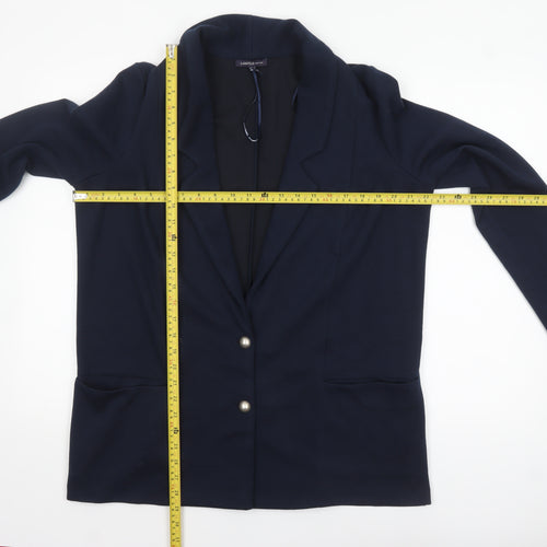 Marks and Spencer Women Blue Size 14 Single-Breasted Blazer Jacket