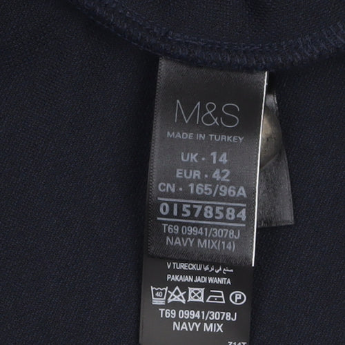 Marks and Spencer Women Blue Size 14 Single-Breasted Blazer Jacket