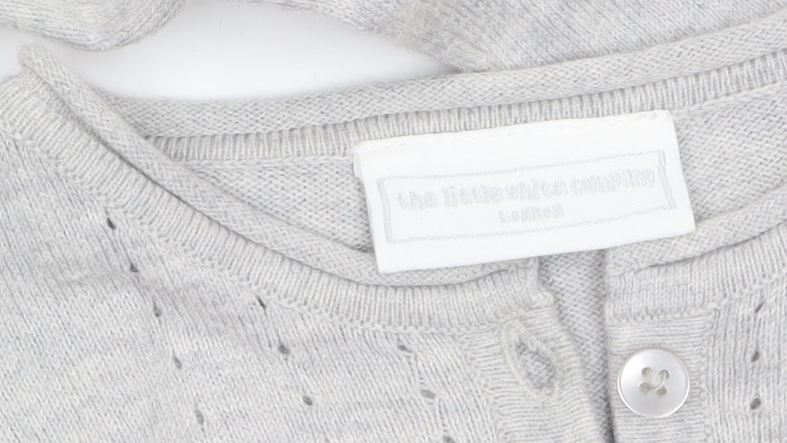 The Little White Company Girls Grey Knit Shift Dress 5-6 Years Long Sleeve