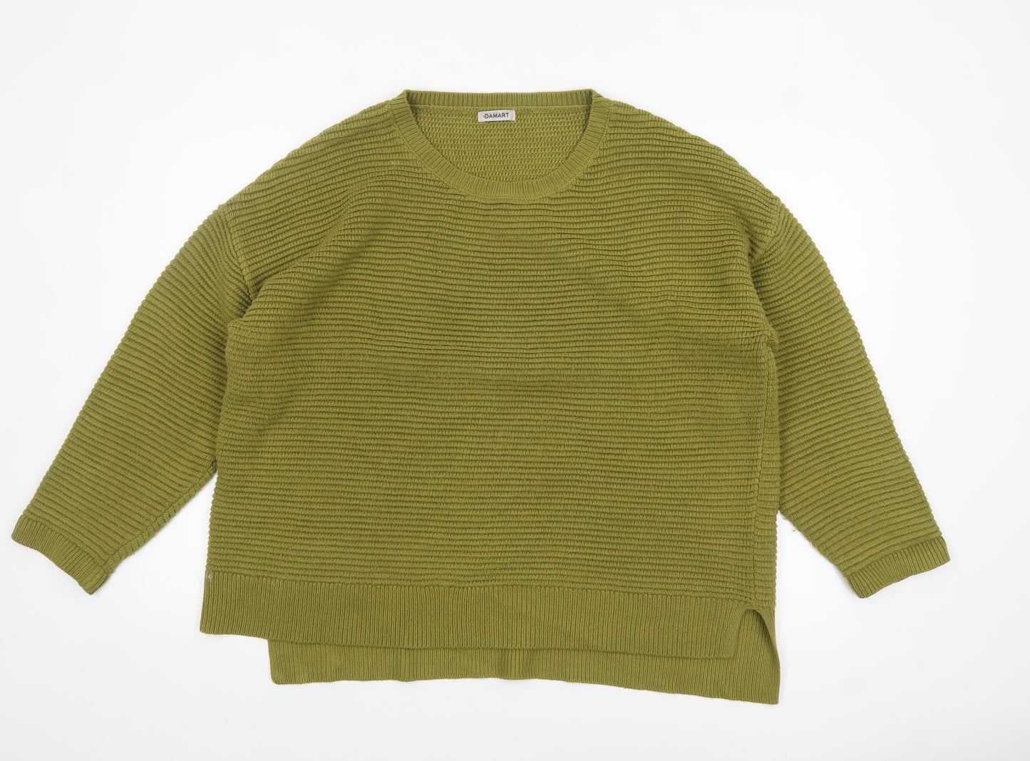 Damart Women’s Green Plus Size 22/24 Waffle-Knit Pullover Jumper