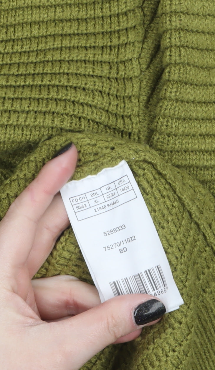 Damart Women’s Green Plus Size 22/24 Waffle-Knit Pullover Jumper