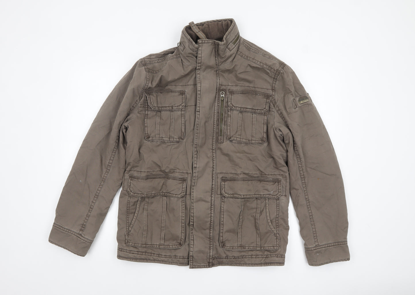 St George by Duffer Men's Brown Cotton Military Jacket Medium