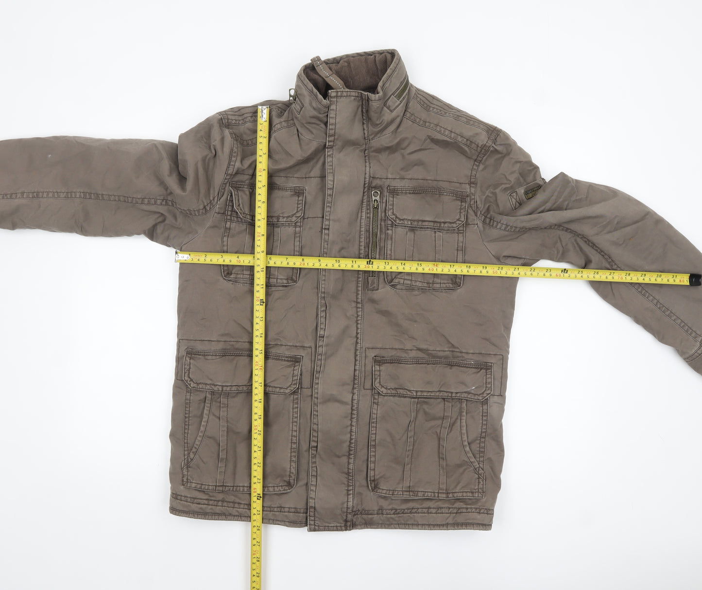 St George by Duffer Men's Brown Cotton Military Jacket Medium