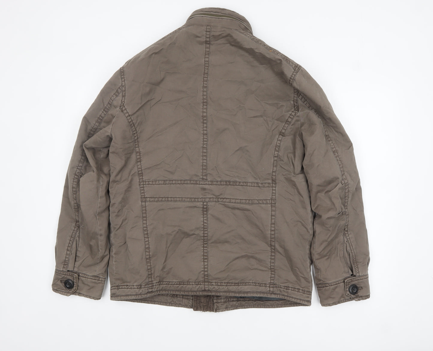 St George by Duffer Men's Brown Cotton Military Jacket Medium