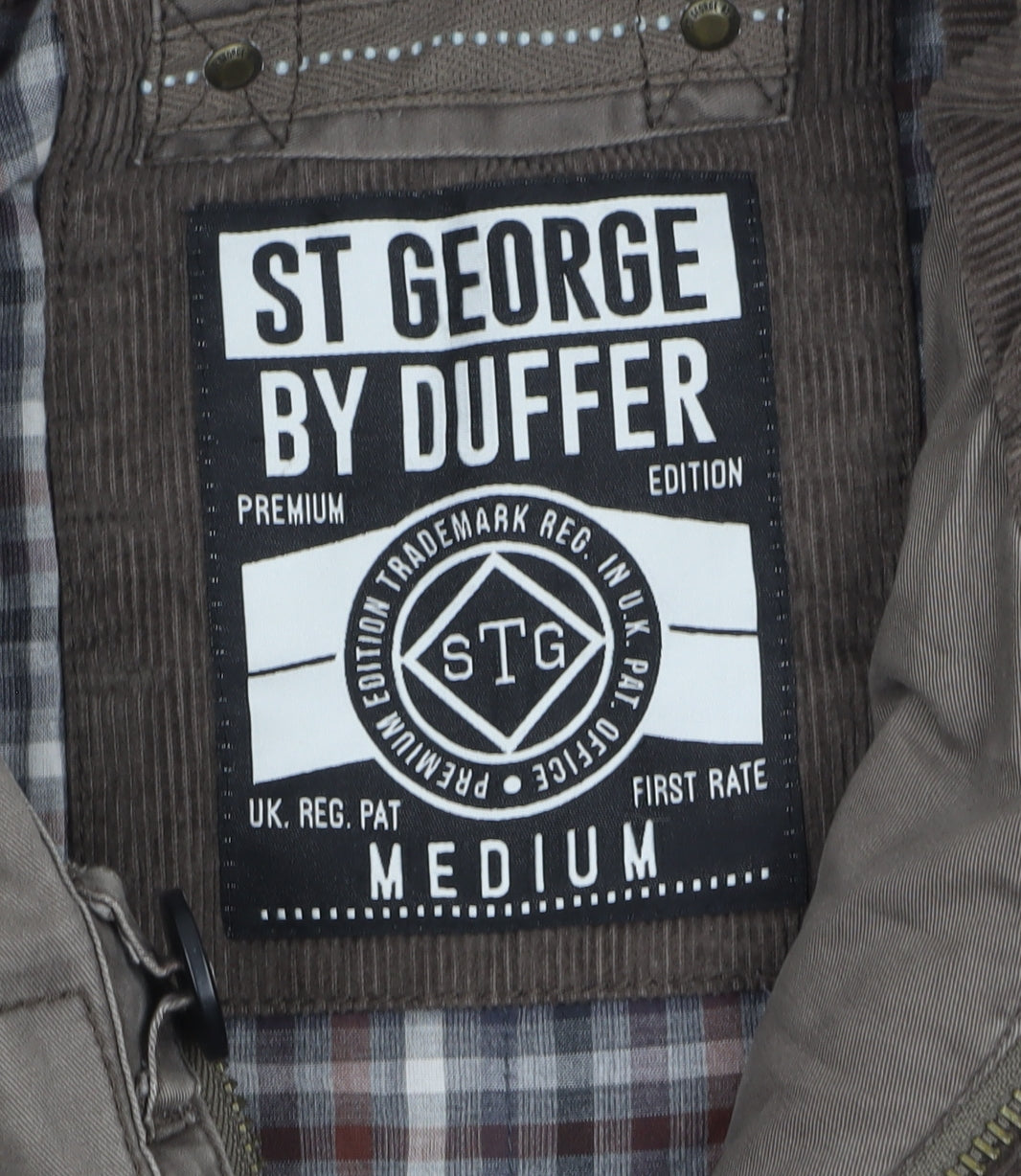 St George by Duffer Men's Brown Cotton Military Jacket Medium