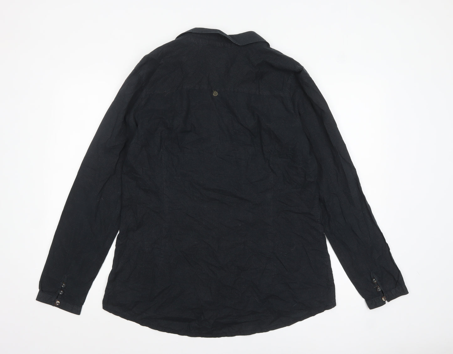 OPUS Women's Black Cotton Ruffle Trim Long Sleeve Blouse Size 16