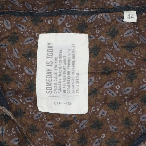 OPUS Women's Black Cotton Ruffle Trim Long Sleeve Blouse Size 16