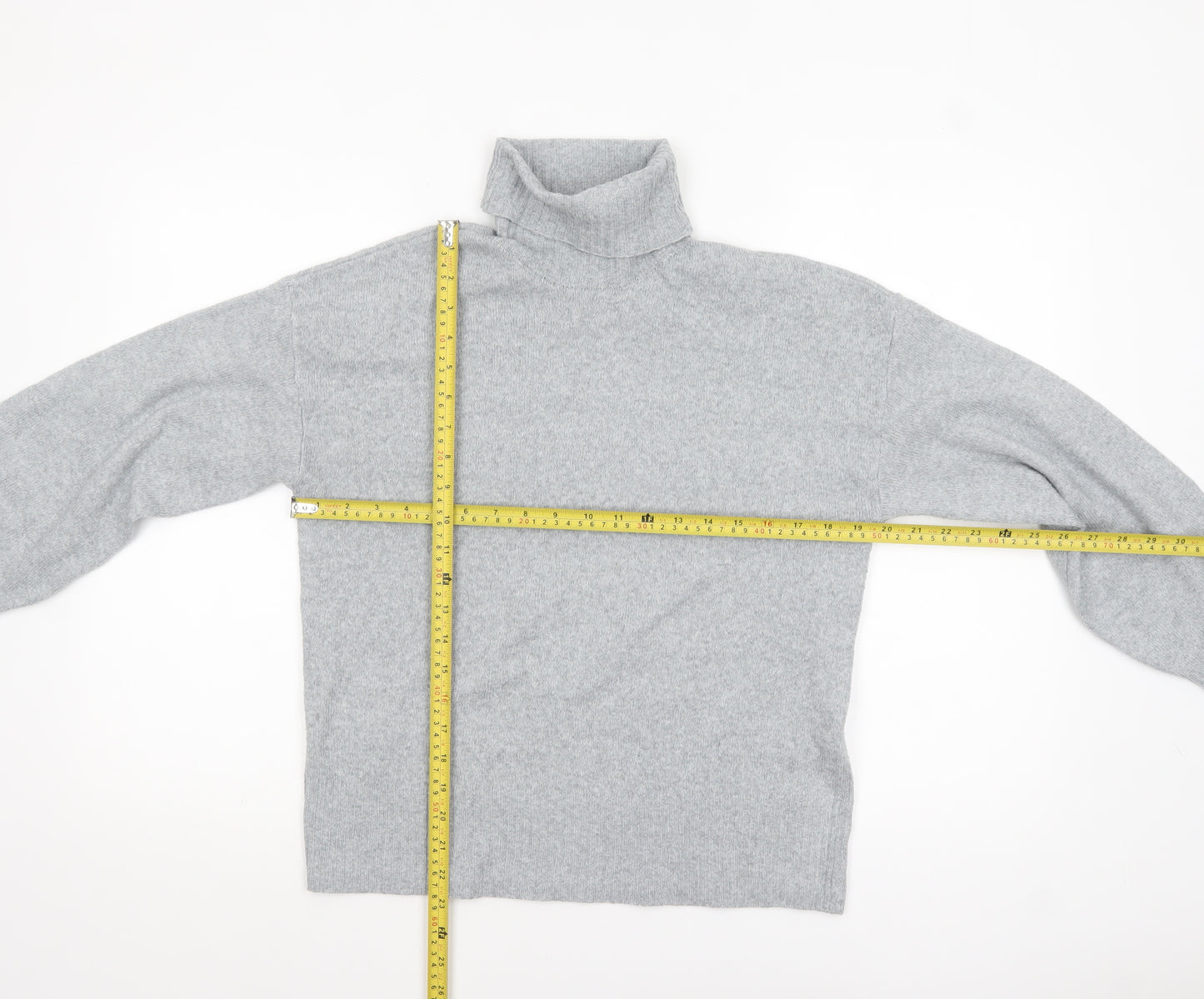 Pieces Women Grey Roll Neck Pullover Jumper Size S