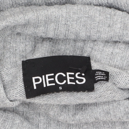 Pieces Women Grey Roll Neck Pullover Jumper Size S