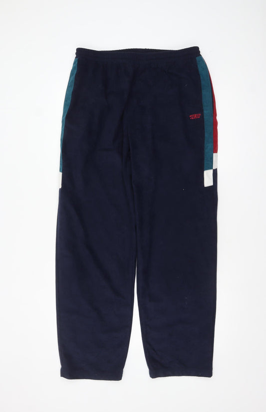 ROX Men's Navy Fleece Sweatpants XL Relaxed Fit Colour Block Design