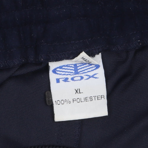 ROX Men's Navy Fleece Sweatpants XL Relaxed Fit Colour Block Design