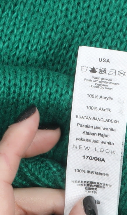 New Look Women’s Green Acrylic Knit Pullover Jumper Size M