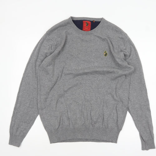 Luke 1977 Men’s Grey Cotton Crew Neck Pullover Jumper XL