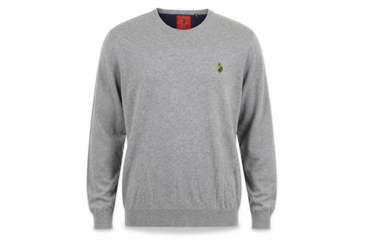 Front view of Luke 1977 Men’s Grey Cotton Crew Neck jumper XL