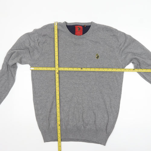 Luke 1977 Men’s Grey Cotton Crew Neck Pullover Jumper XL