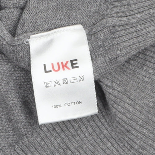 Luke 1977 Men’s Grey Cotton Crew Neck Pullover Jumper XL