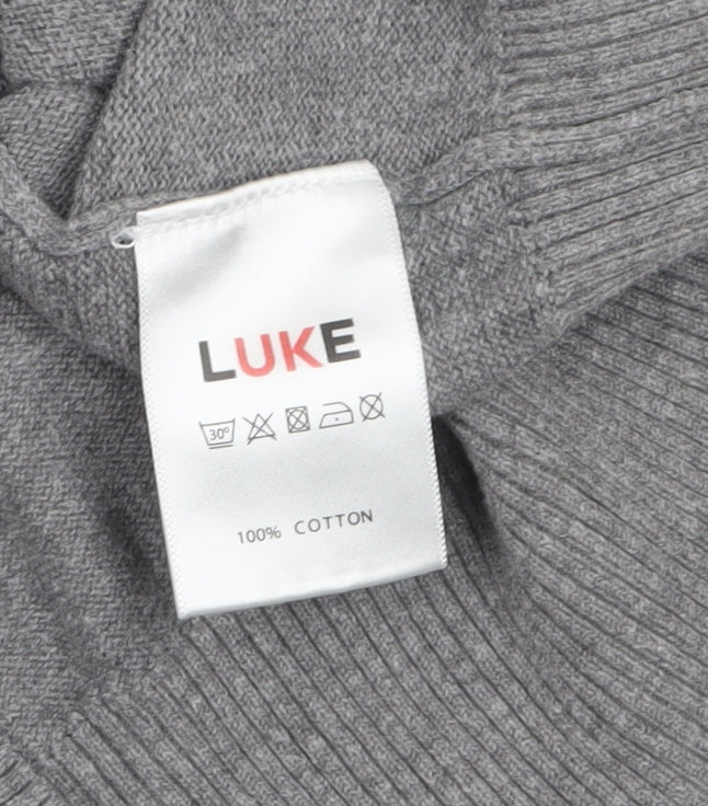 Luke 1977 Men’s Grey Cotton Crew Neck Pullover Jumper XL